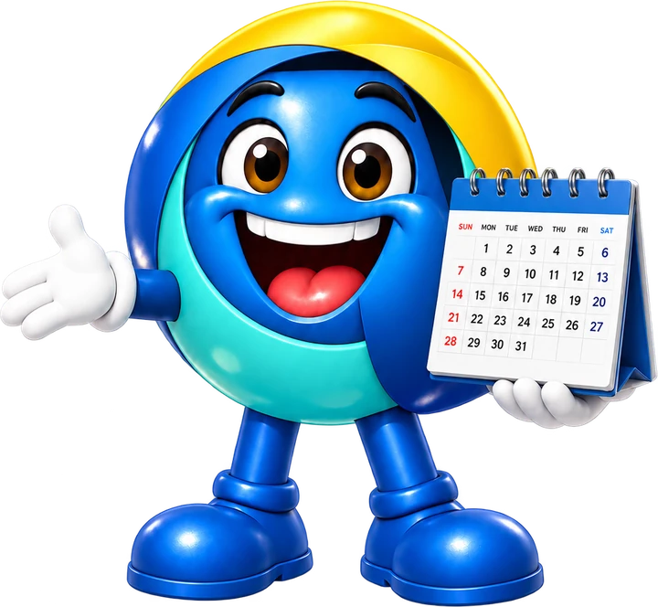 Atriconzinho segurando um calendário